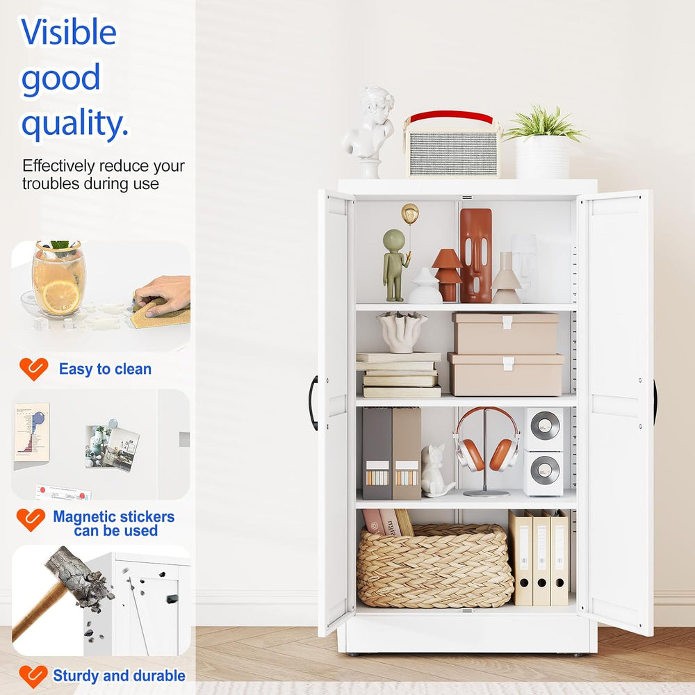 GAIOUS 43.3'' Tall Kitchen Pantry Cabinet, White Metal Storage Cabinet