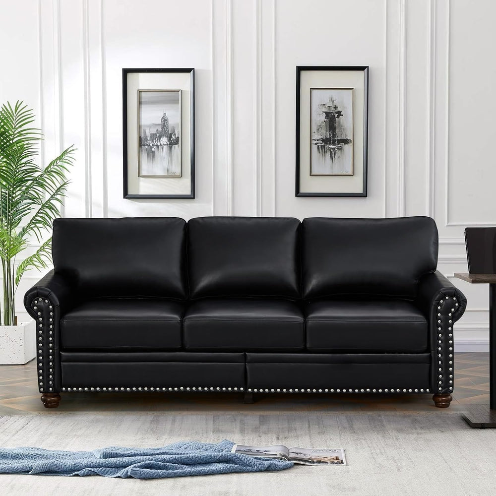 2 Piece Faux Leather Sofa Set,Modern Couch and Loveseat Sets with Storage,Mid...