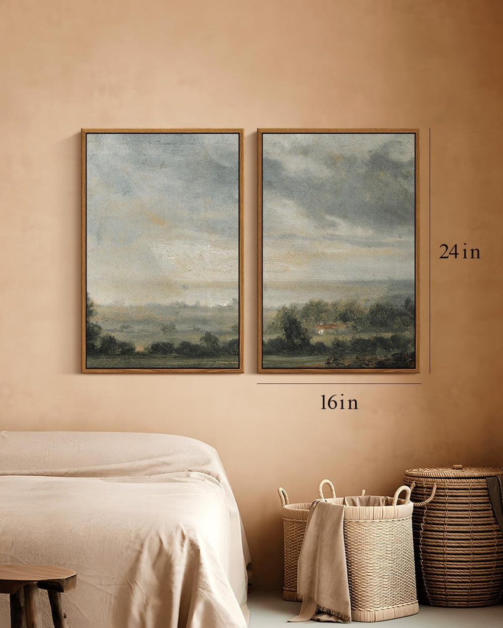 InSimSea 2 Pcs Framed Wall Art, Vintage Valley Landscape Print, 16x24 Inch