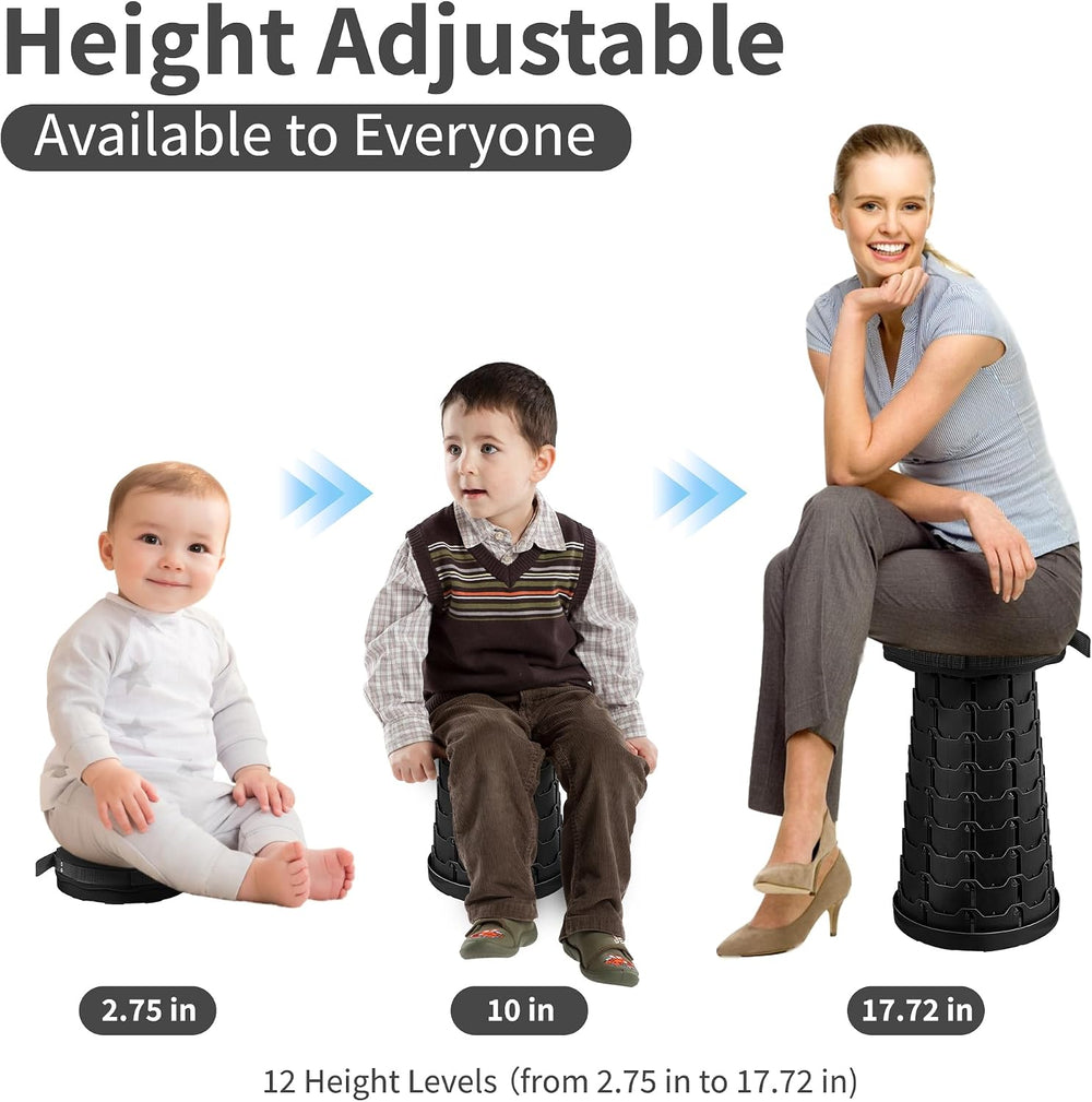 VECELO Telescoping Folding Stool, Upgraded Portable Collapsible Retractable S...