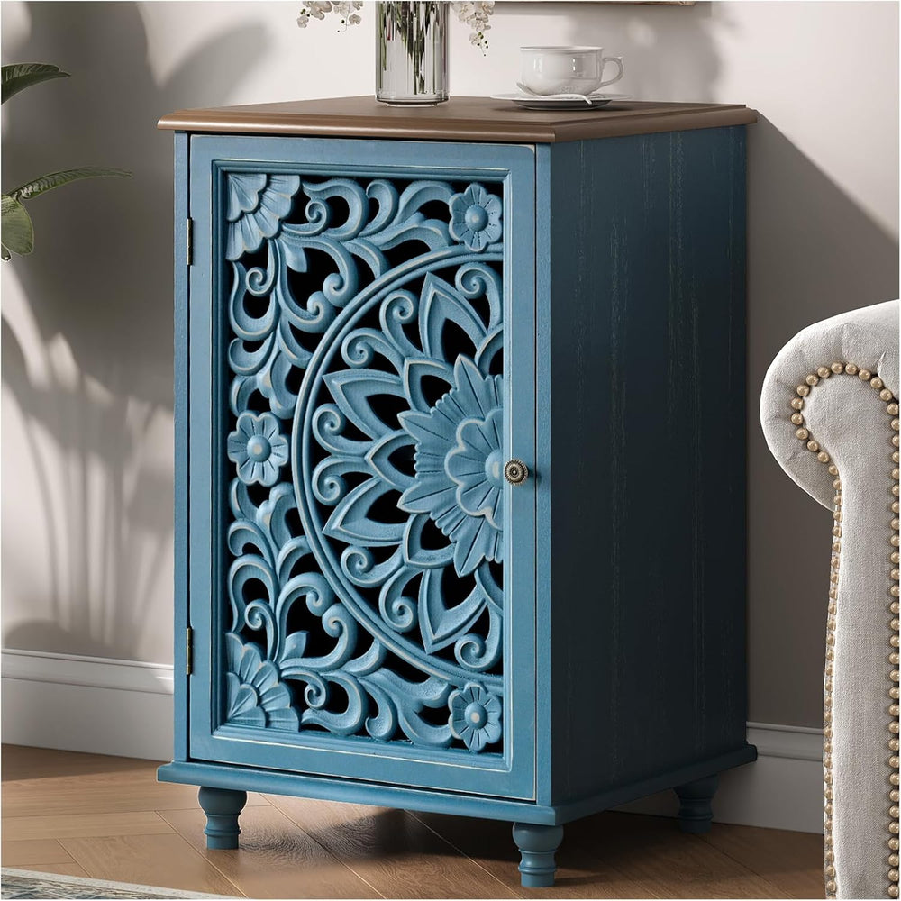 JOINICE 27" Small Accent Storage Cabinet with Door for Living Room,Blue