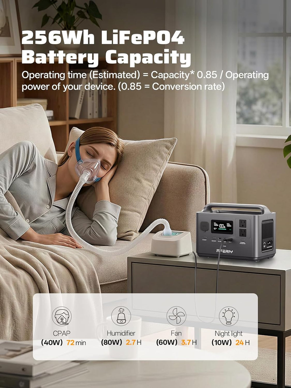 AFERIY Portable Power Station 800W Peak/400W Rated,45min Fast Charging, 80000...