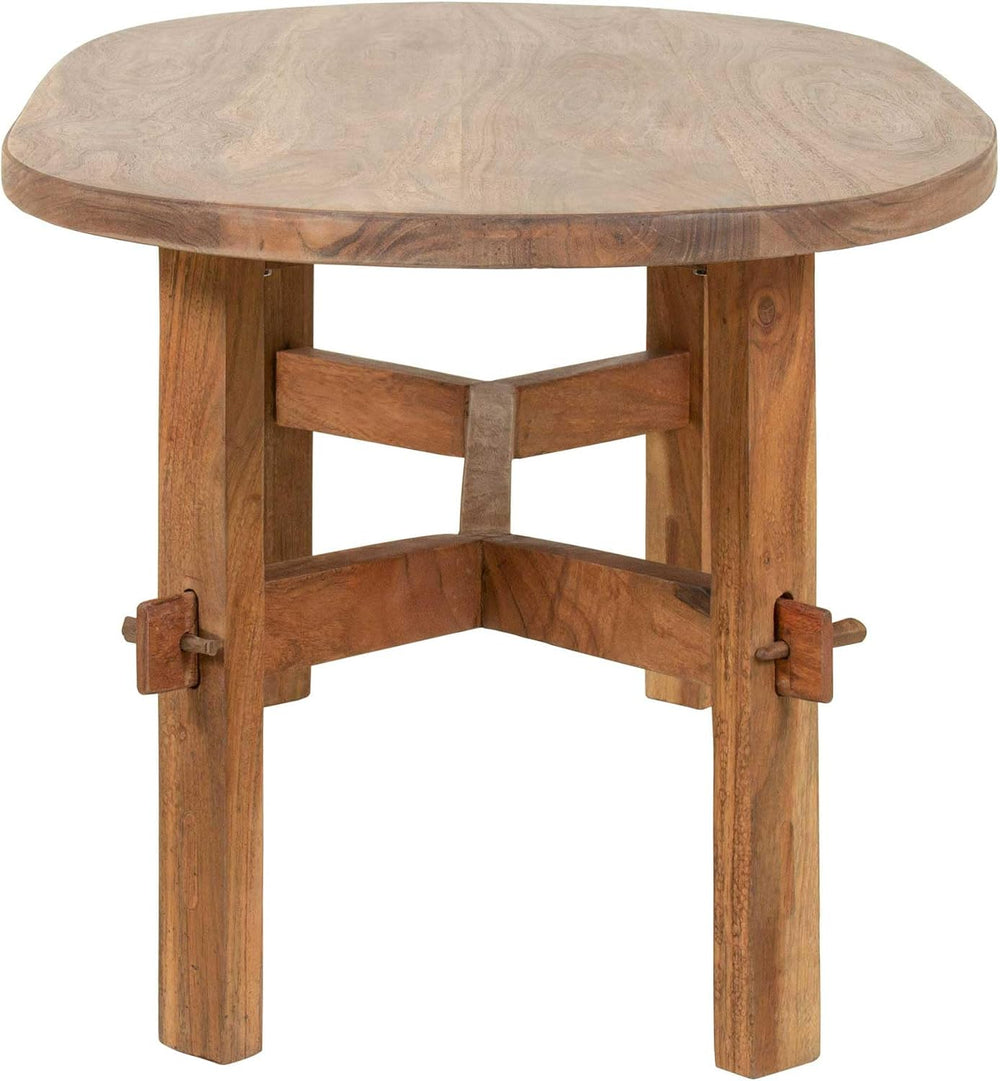 East at Main Celeste 45-Inch Oval Solid Acacia Wood Coffee Table, Brown