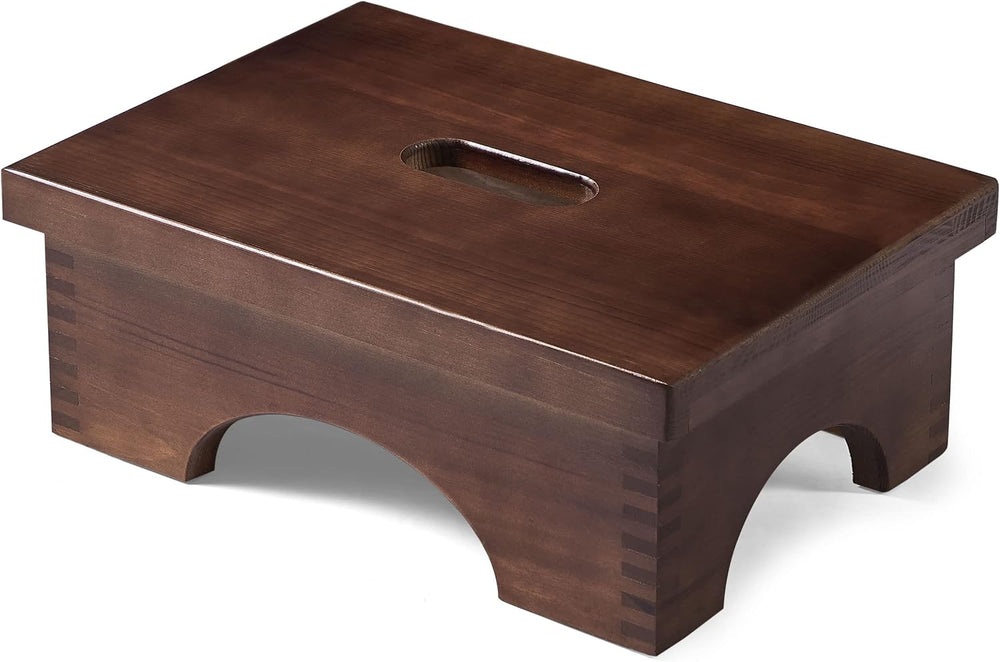 ECROCY Wooden Step Stools for Adults for Bed, Pre-Assembled Dark Walnut