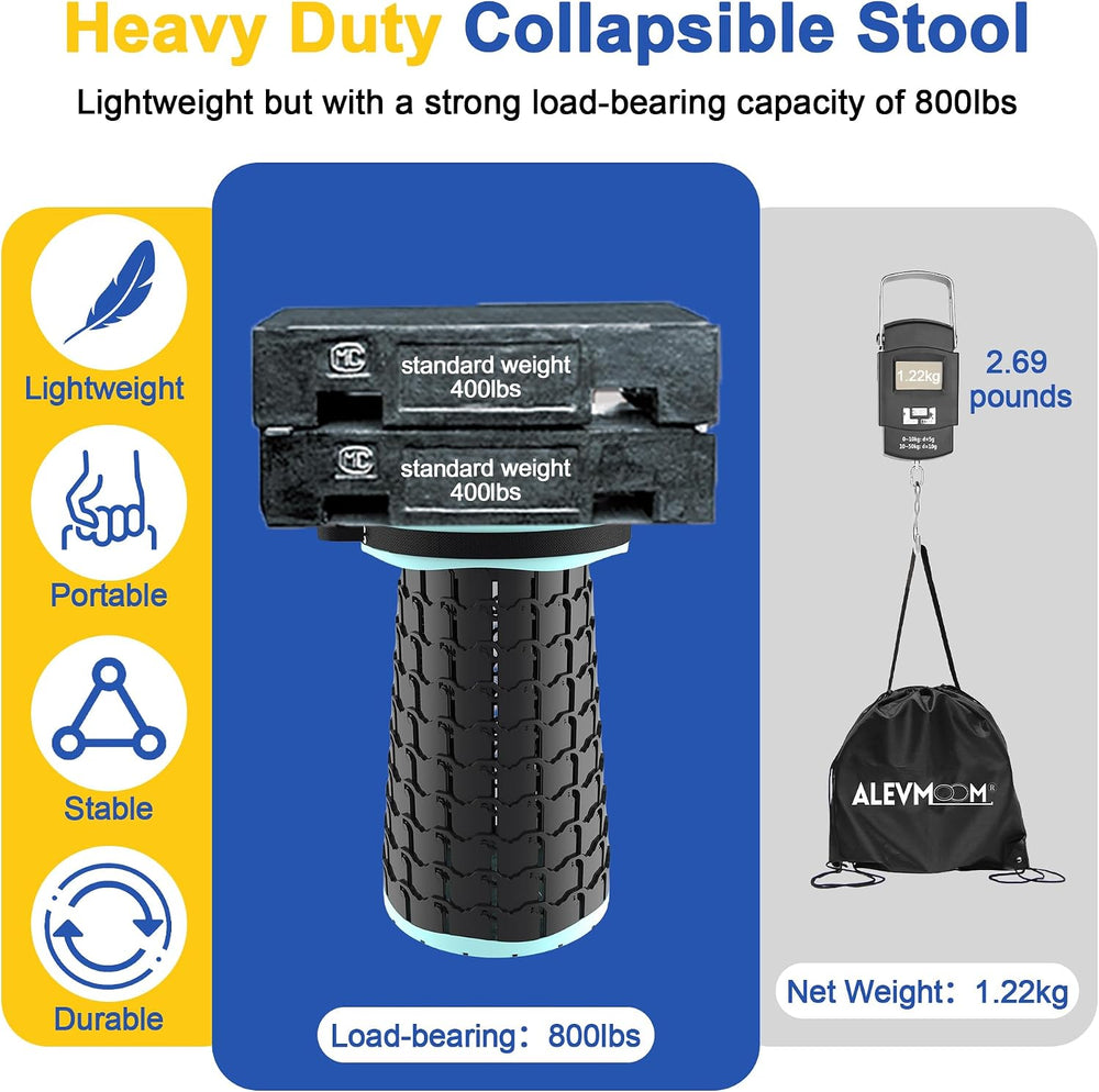 ALEVMOOM Upgraded 18.1" XL Collapsible Stool with Cushion, Portable Fold...