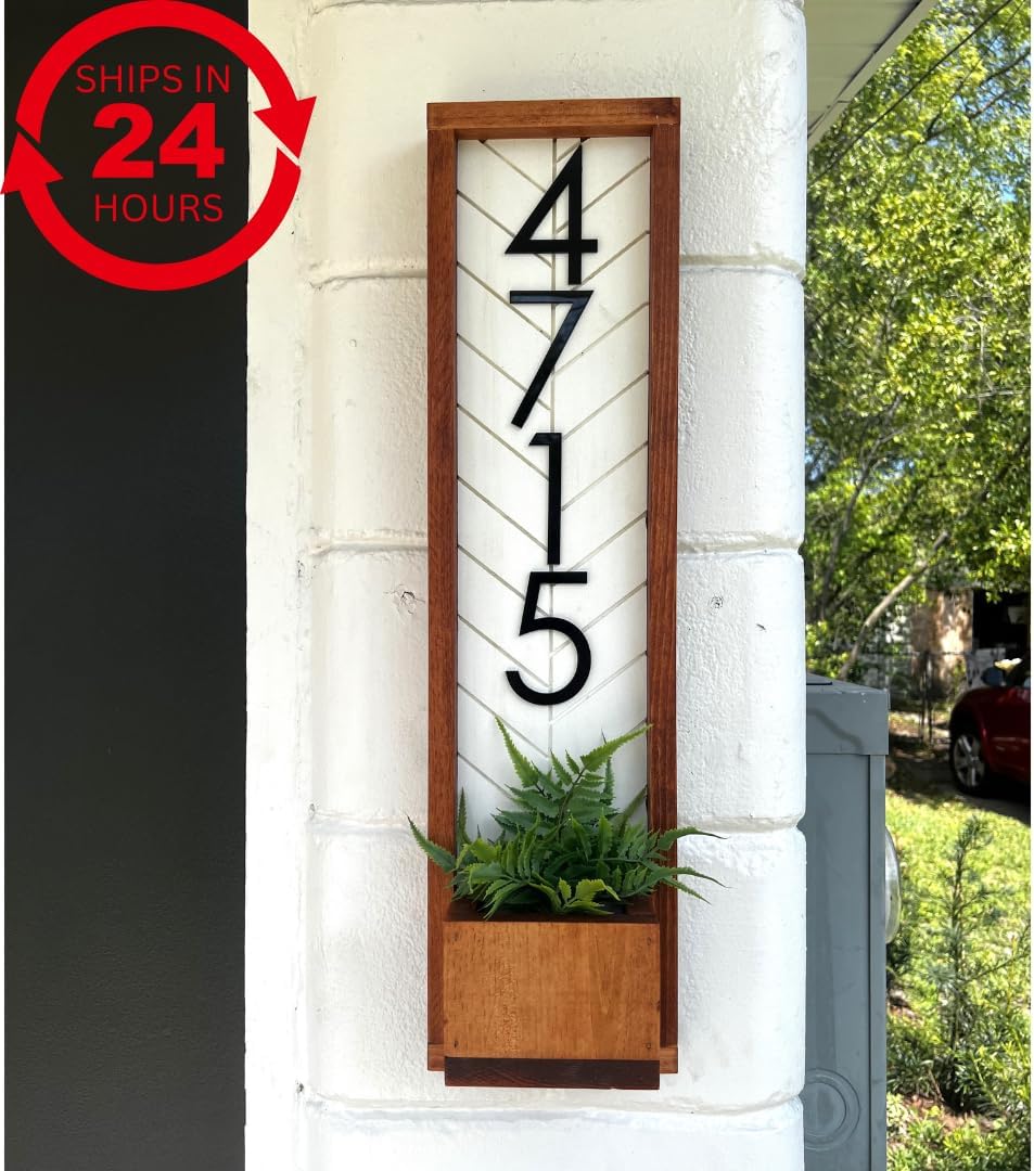 Fairview Vertical Address Sign Planter for your House, Vertical House Numbers...