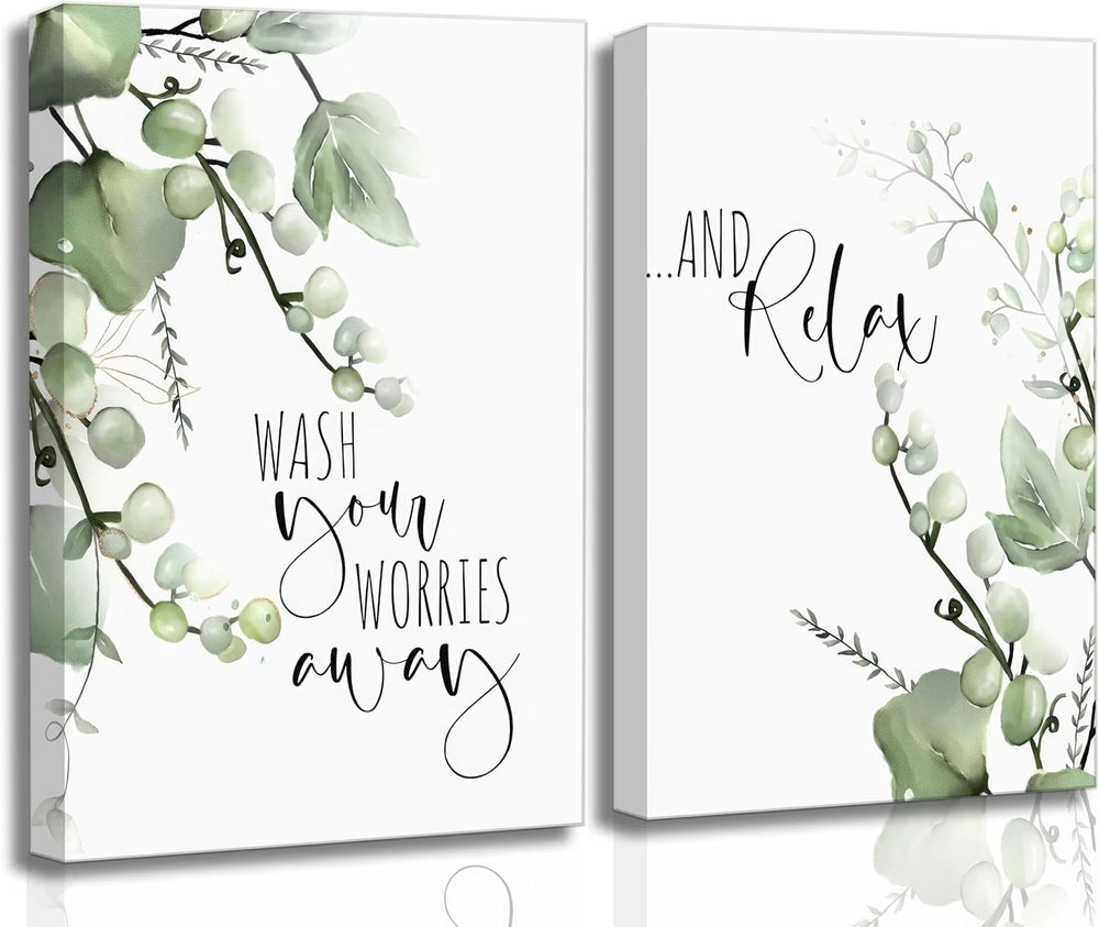 UHVBBCO 2 Pcs Eucalyptus Botanical Canvas Wall Art 12x16in