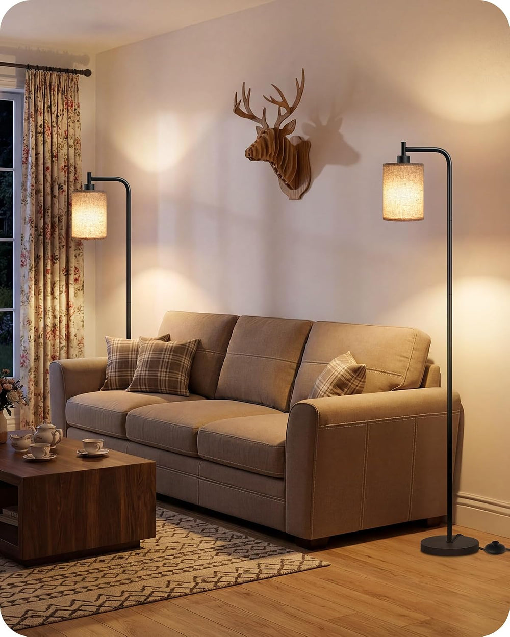 Dimmable Floor Lamp for Living Room with Remote & 10W Bulb