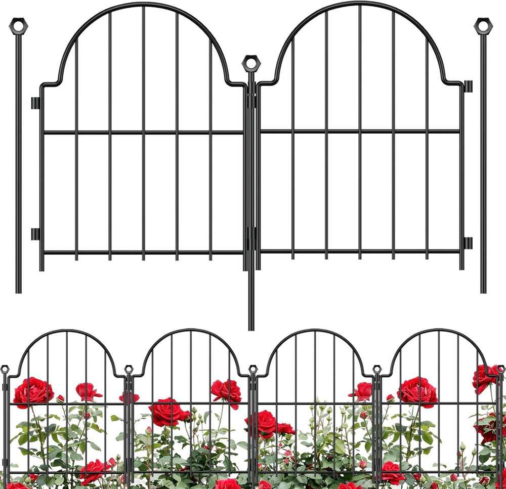 30 Pack Decorative Garden Fence, 17in (H) x 32ft (L), with Ground Stake