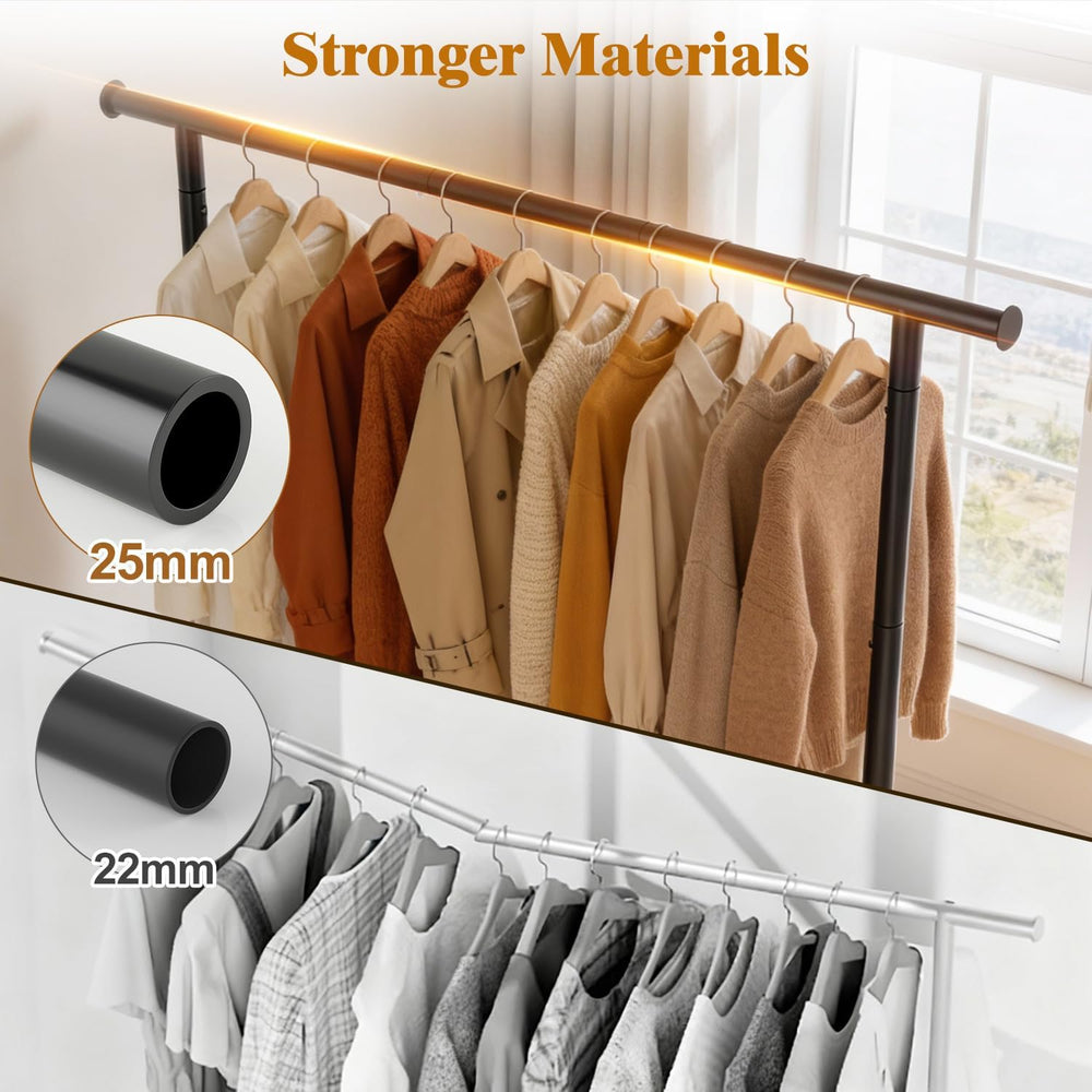 EAGMAK Sturdy Clothing Racks with Shelf, Metal Clothes Rack with Leveling Fee...