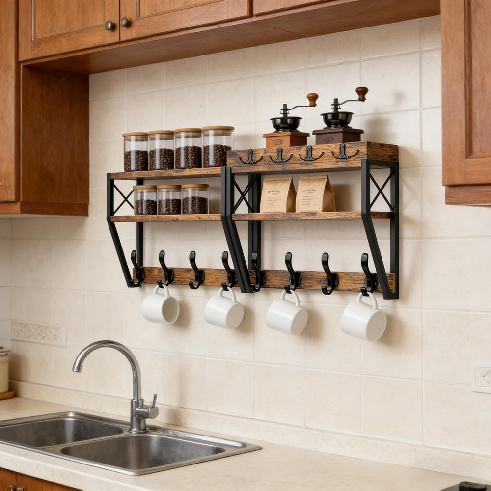 Upgraded 3-Tier Large Coat Rack Wall Mount with Shelf