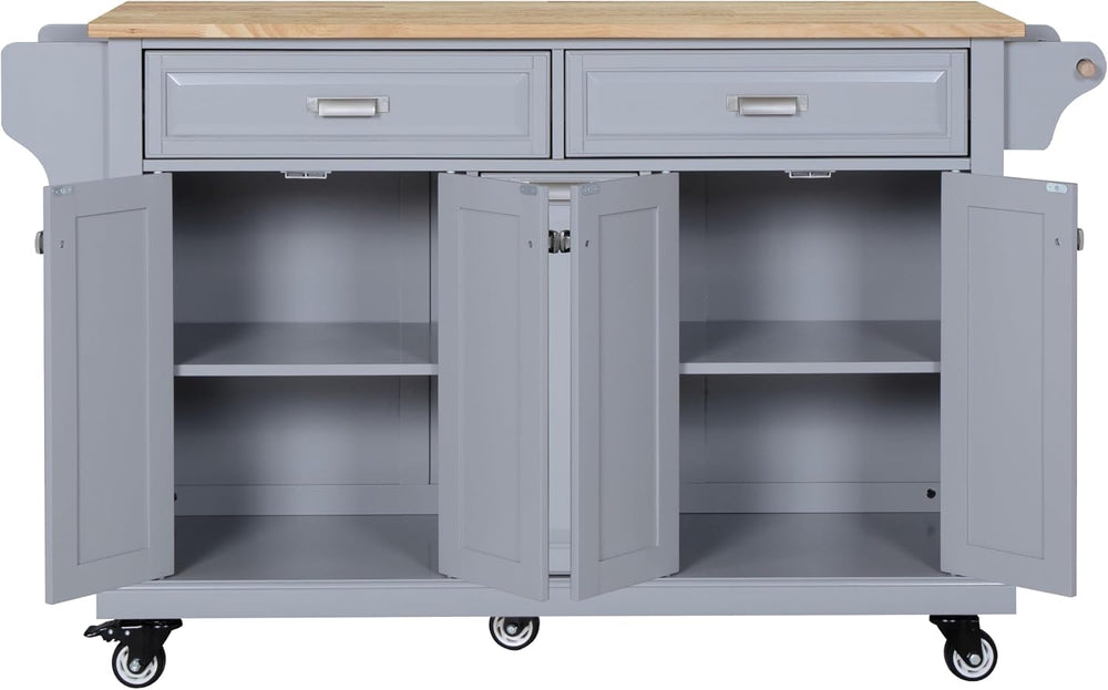 Cambridge Mobile Kitchen Island on Wheels with Storage and Wood top, Rolling ...