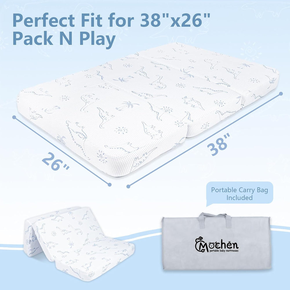 Mochen Pack and Play Mattress,38x26 Trifold Dual-Sided Memory Foam