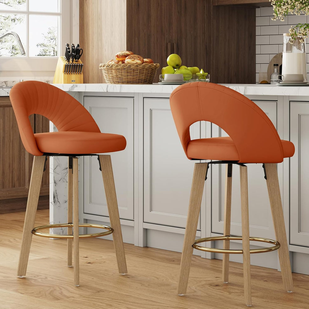 Bar Stools Set of 2, Swivel Counter Height Bar Stools with Bentwood Legs,Meta...