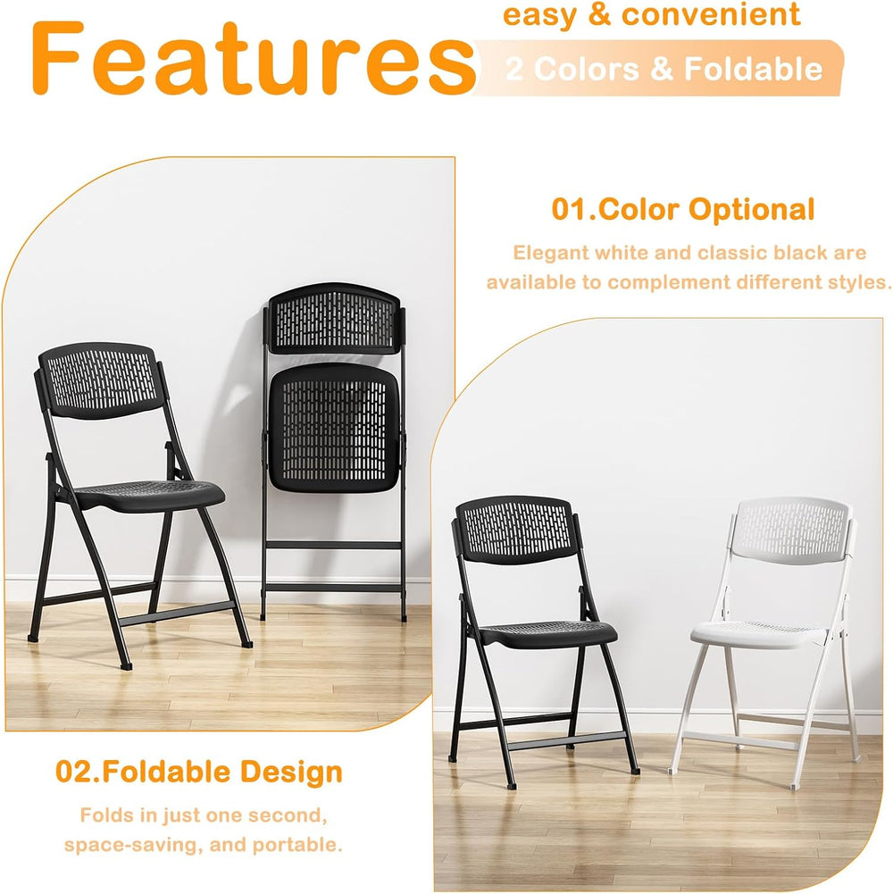 Ytaoka Folding Chair Black Foldable Chair with Breathable Mesh Seat and Sturd...