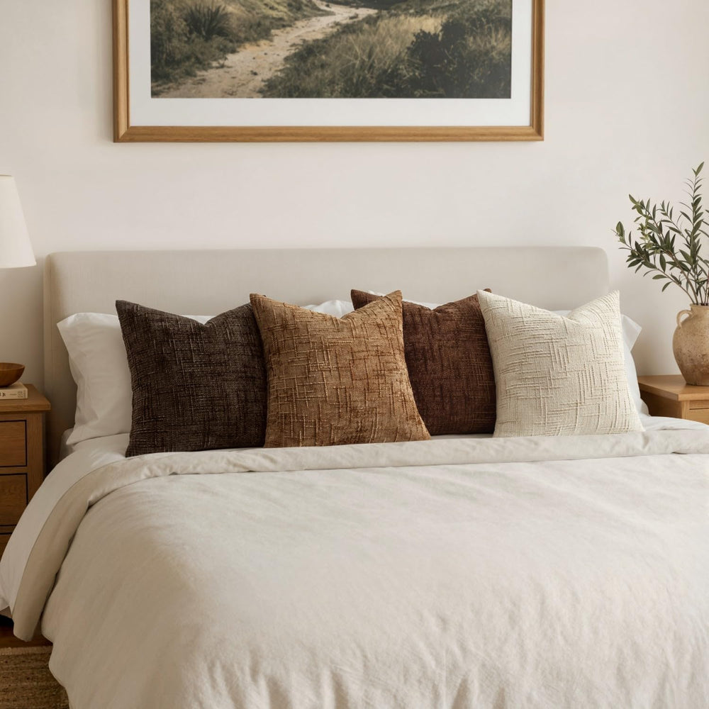 MIULEE Texture Chenille Decorative Throw Pillow Covers Dark Brown 18x18
