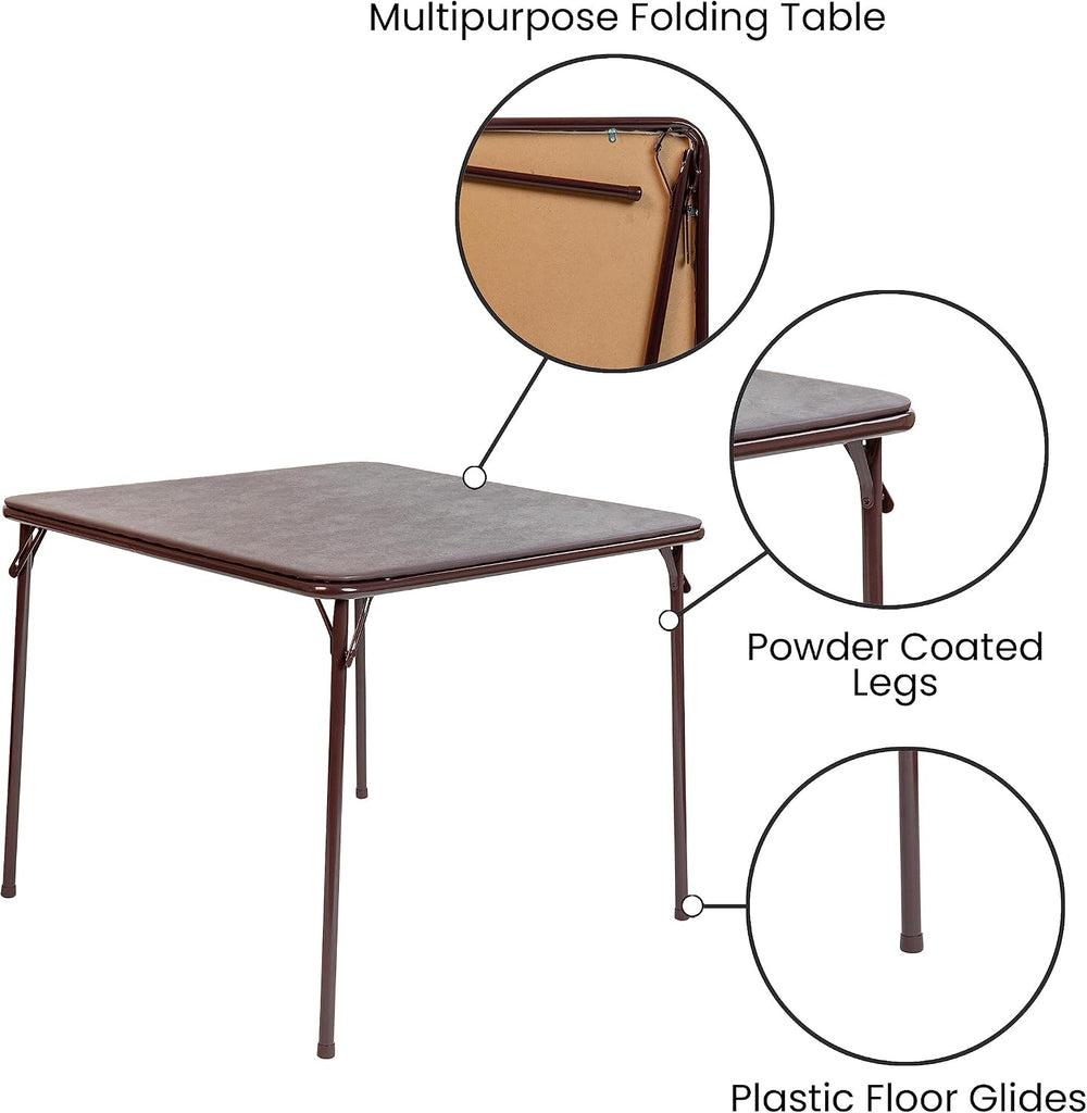 Flash Furniture Madelyn 33.5" Folding Card Table, Brown