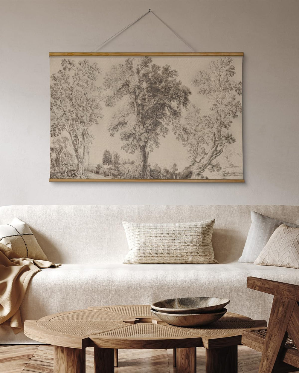 VIYYIEA Extra Large Canvas Wall Art - Vintage Tree Scroll, 36x54 Inch