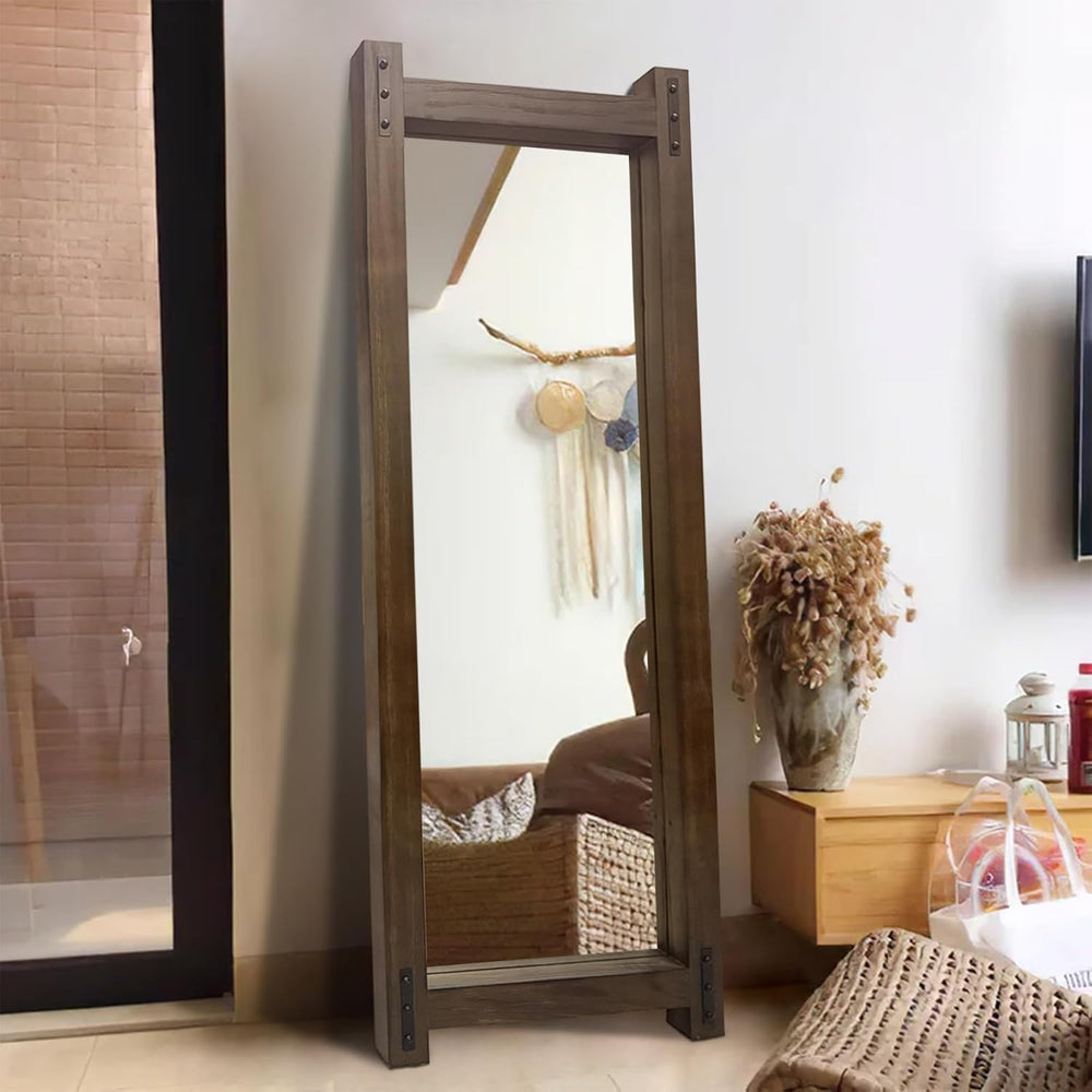 Full Length Mirror with Wood Frame ,60" x 21" Standing Full Body Fl...