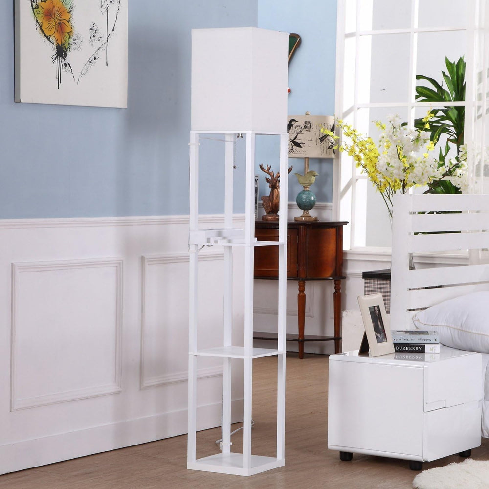 Brightech Maxwell Charger - Modern Shelf Floor Lamp with USB Charging Ports &...