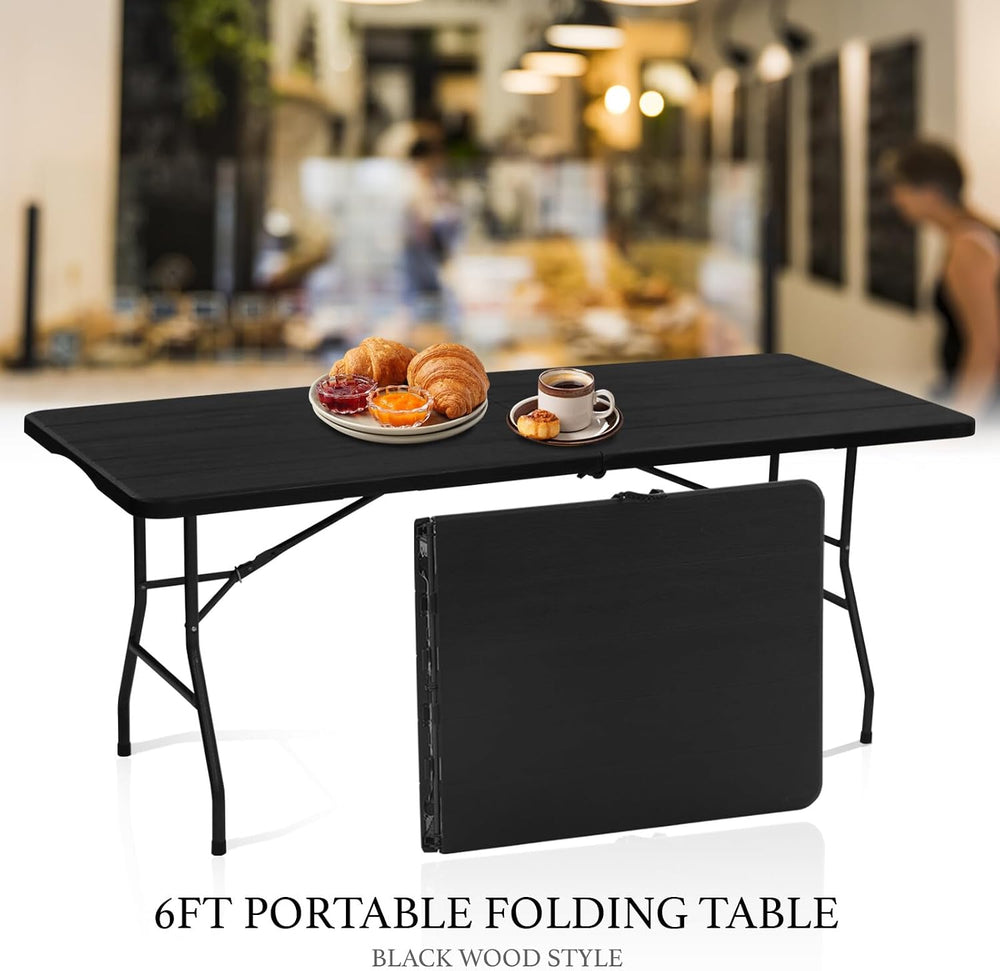 AJP Distributors 6 Foot Portable Plastic Folding Table 6FT 72" Half Fold...