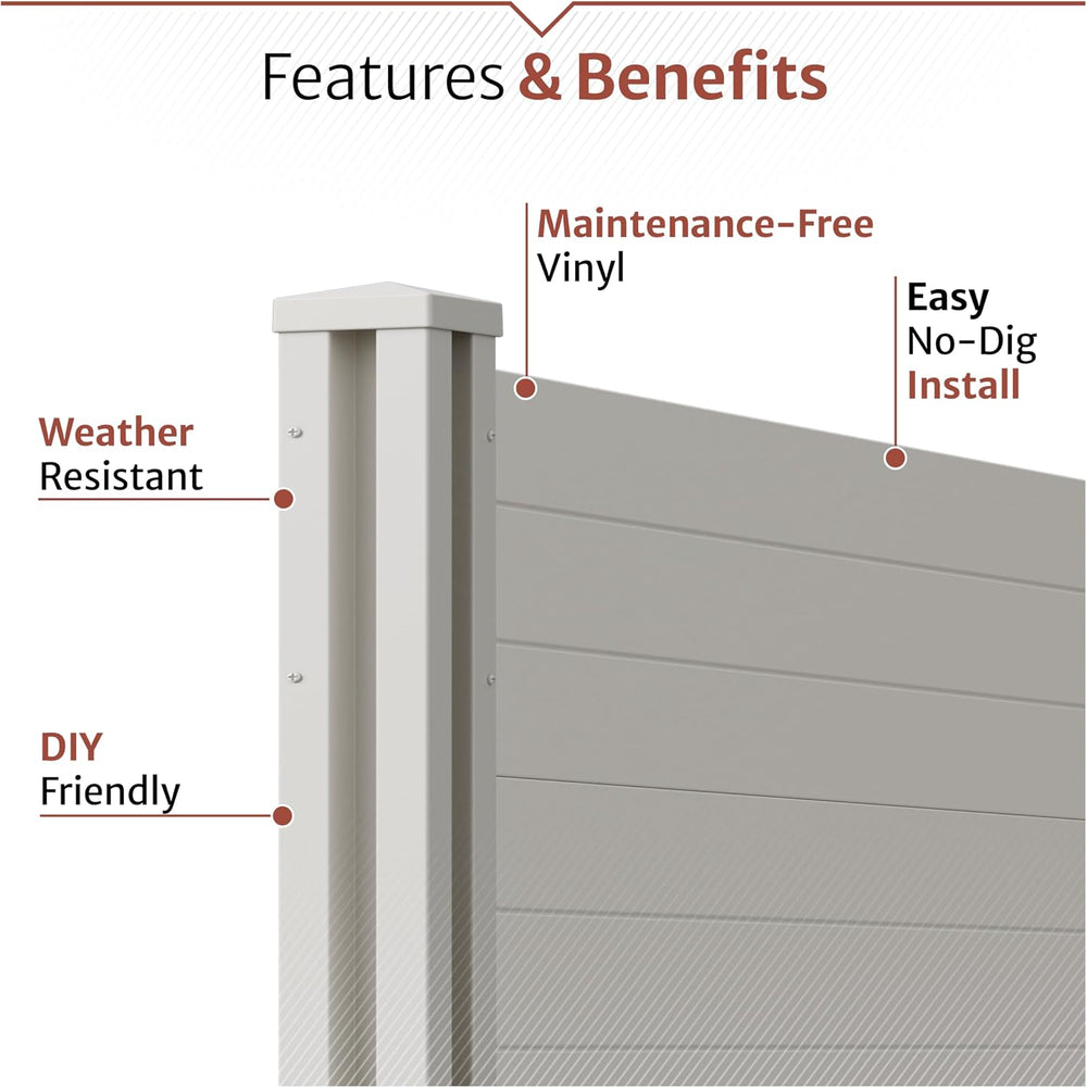 Enclo Premium White Vinyl Privacy Screen, DIY No Dig Kit