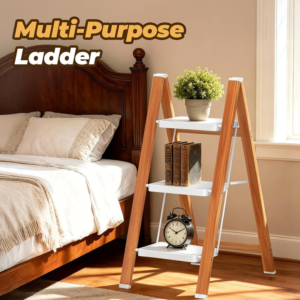 HBTower 3 Step Ladder, Lightweight Aluminum Folding Step Stool