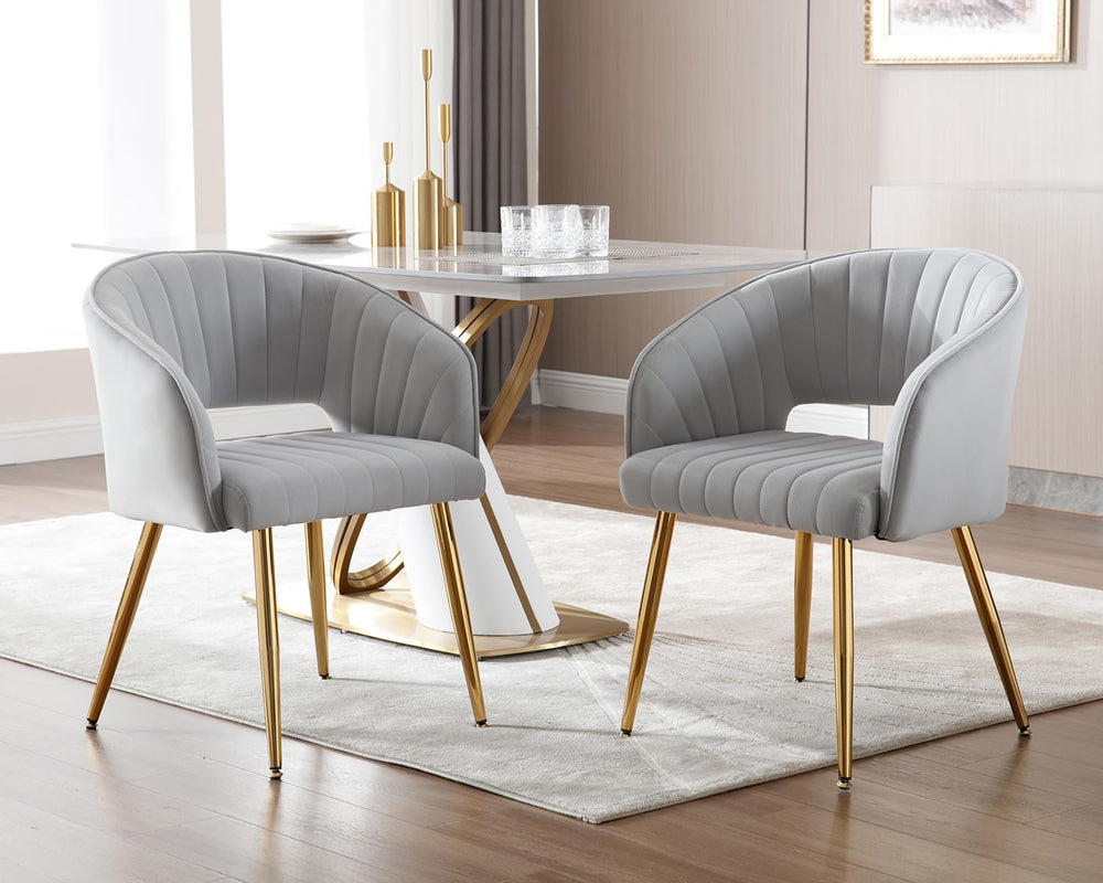 KCC Velvet Desk Chair Upholstered Tufted Chairs Dining Chairs 1 PC & Gray
