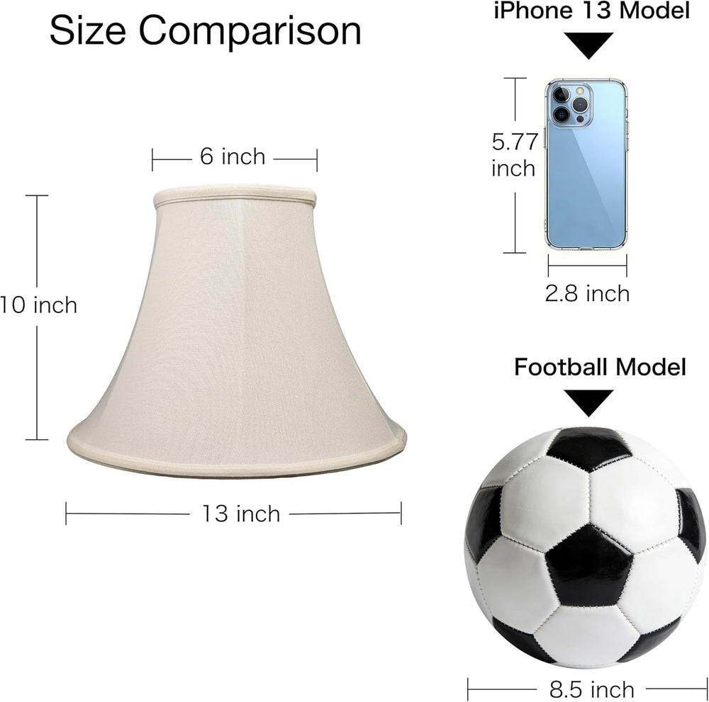 White Bell Lampshade, 6" x 13" x 10", Replacement Lamp shade, ...