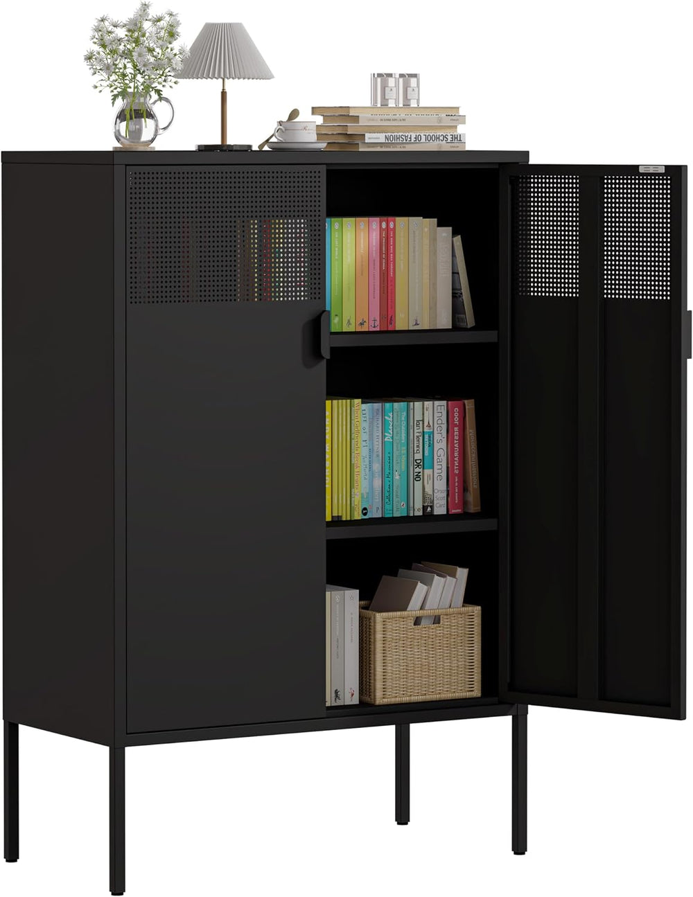 47" Metal Locker Storage Cabinet Small Buffet Sideboard Cabinets