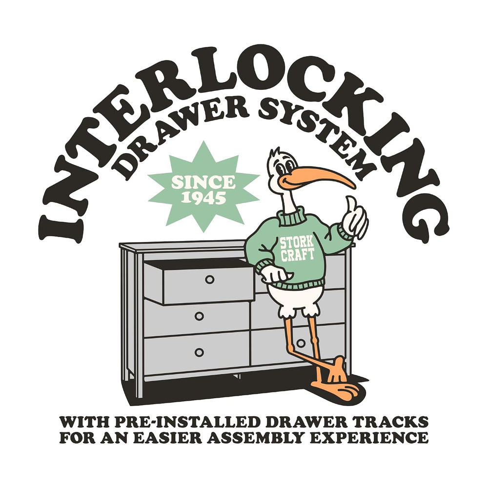 Storkcraft Brookside 2 Drawer Changing Table Dresser, White