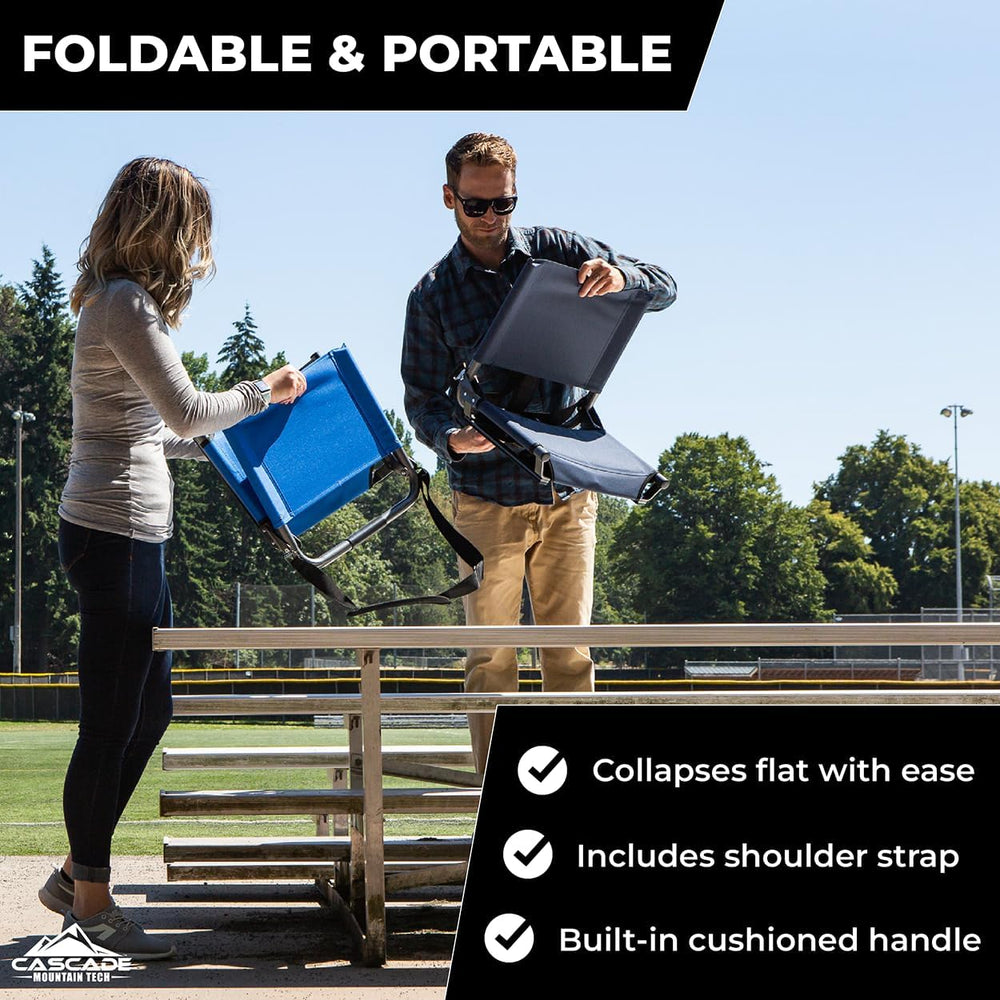 Cascade Mountain Tech Portable Folding Steel Stadium Seats for Bleachers , Gr...