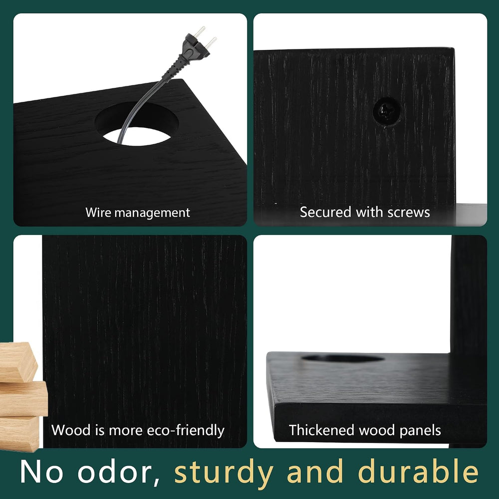 2‑Tier Floating Wall Mount TV Shelf for Projector & DVD Player,Black