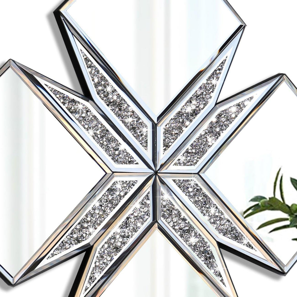 Crushed Diamond Decorative Mirror 22.25x22.25” Diamond Shape Glass Wall Mirro...