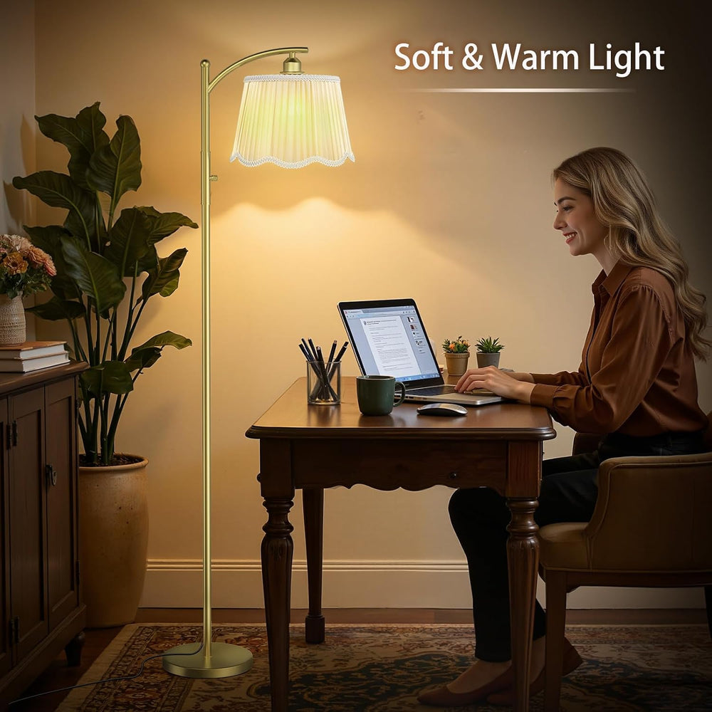 Karjoefar Thickened Gauze Shade Dimmable Arc Floor Lamps for Living Room