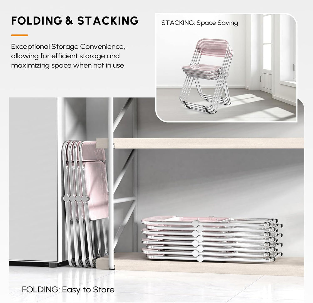 VINGLI Acrylic Folding Chairs 2 Pack, Clear Chair Foldable and Stackable, Pla...