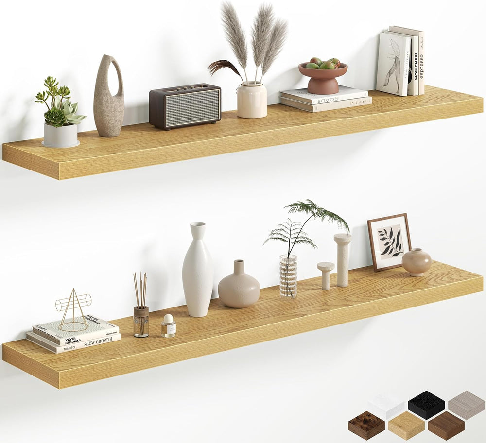 12 Inch Deep Floating Shelves, 60W x 12D Floating Shelf for Books, Rustic Woo...