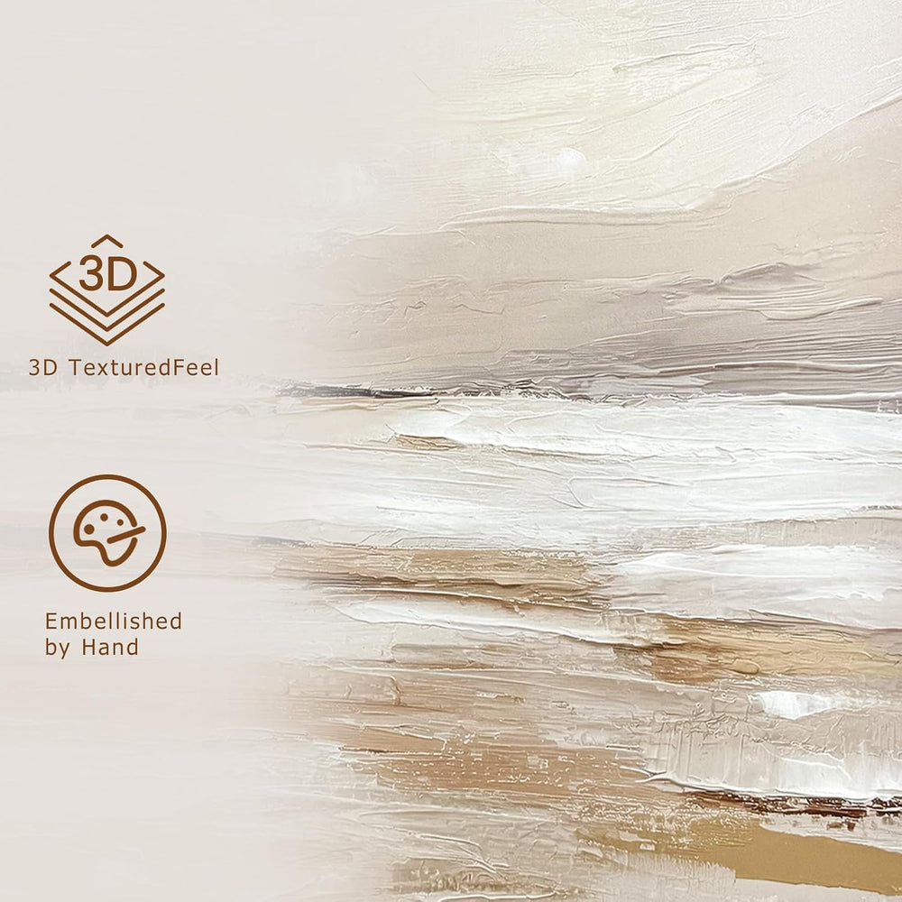 Zessonic Large Neutral Coastal Beach Wall Art Landscape Texture Art,24"x...