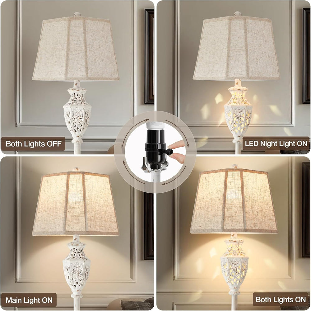 Luvkczc Rustic Floor Lamp - Resin Carved Base with Hollow Night Light