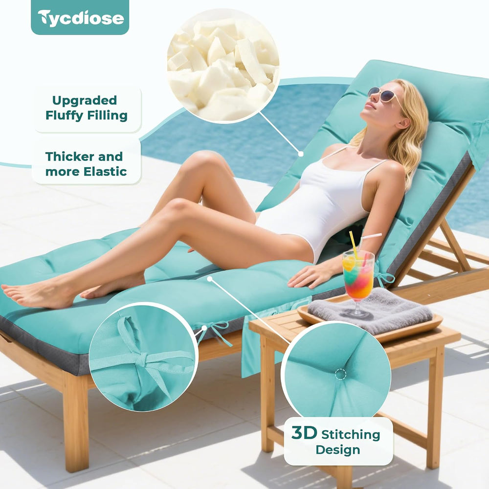 Outdoor Lounge Chair Cushion, Waterproof Replacement Chaise Lounge Cushions f...