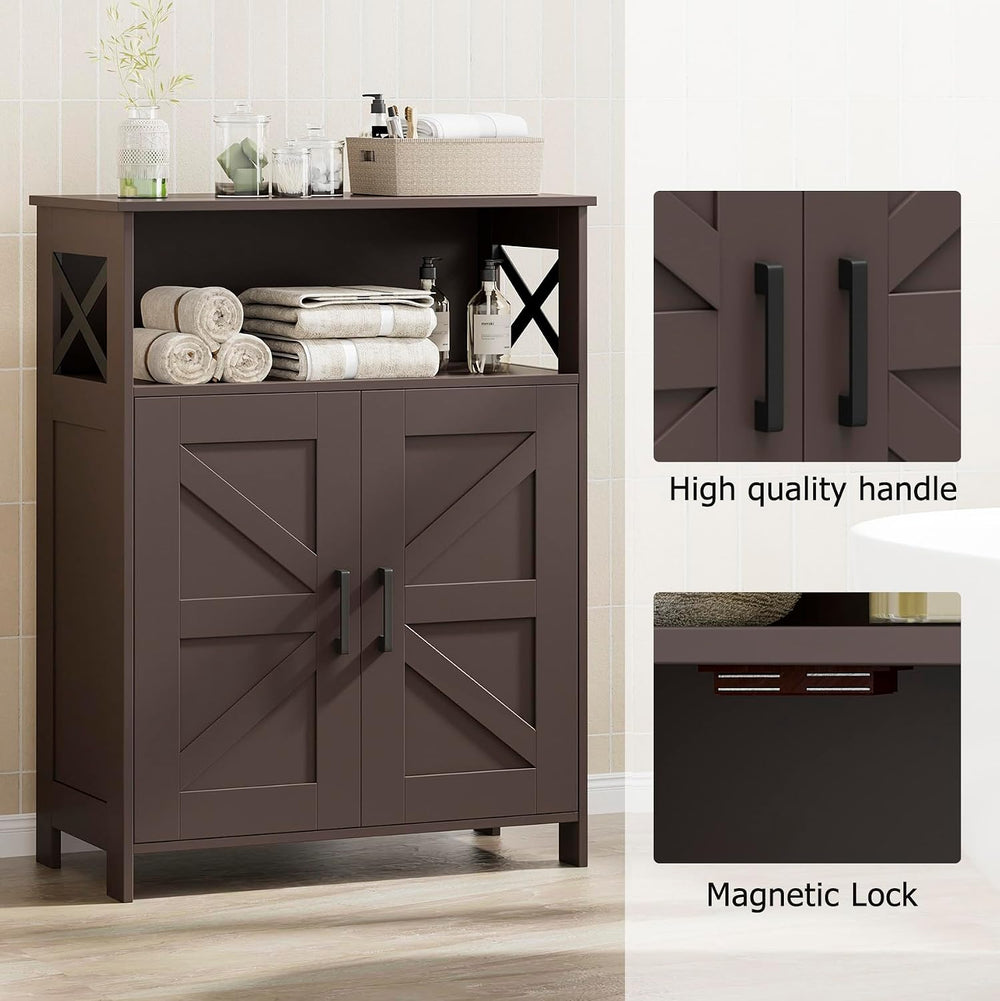 Homhedy Farmhouse Bathroom Storage Cabinet with Doors, Small Floor Cabinet