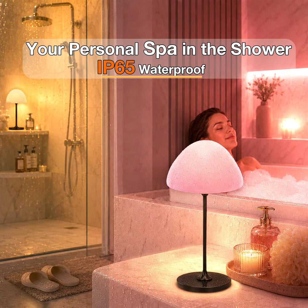 Waterproof Shower Mushroom Lamp Rechargeable Light Cordless