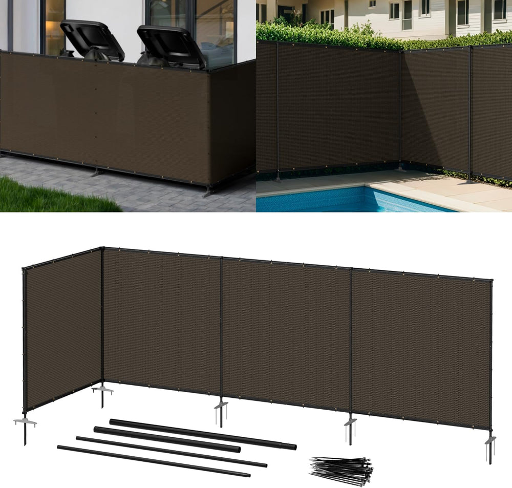 5' x 24' Brown Outdoor Privacy Screen Freestanding 240 GSM Privacy Fe...