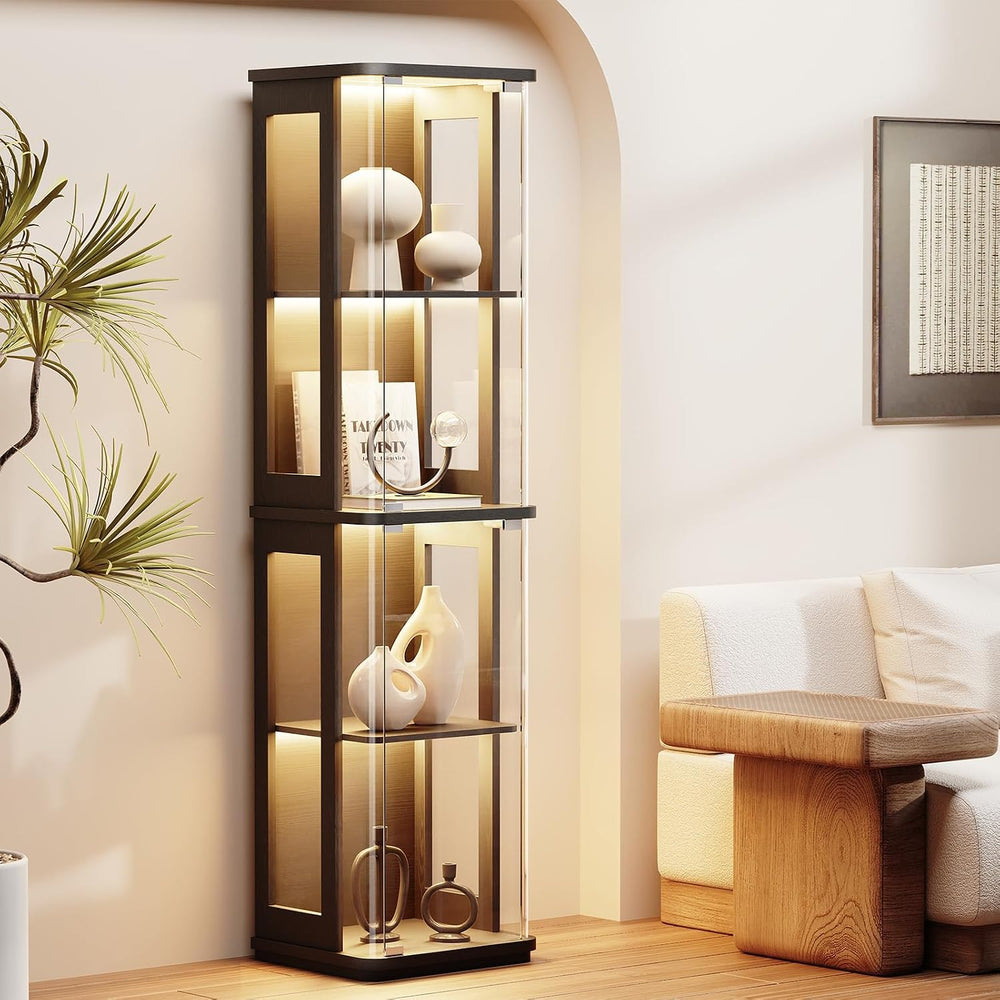 BROTTAR Small Rounded Display Cabinet with Glass Door, for Collectibles