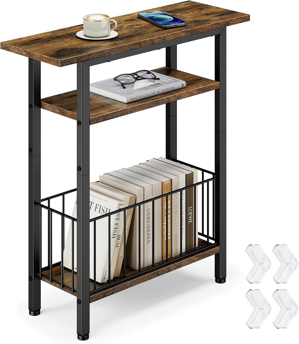 Vagusicc Narrow Side Table, 3-Tier Skinny End Table for Couch Sofa, Small Sid...