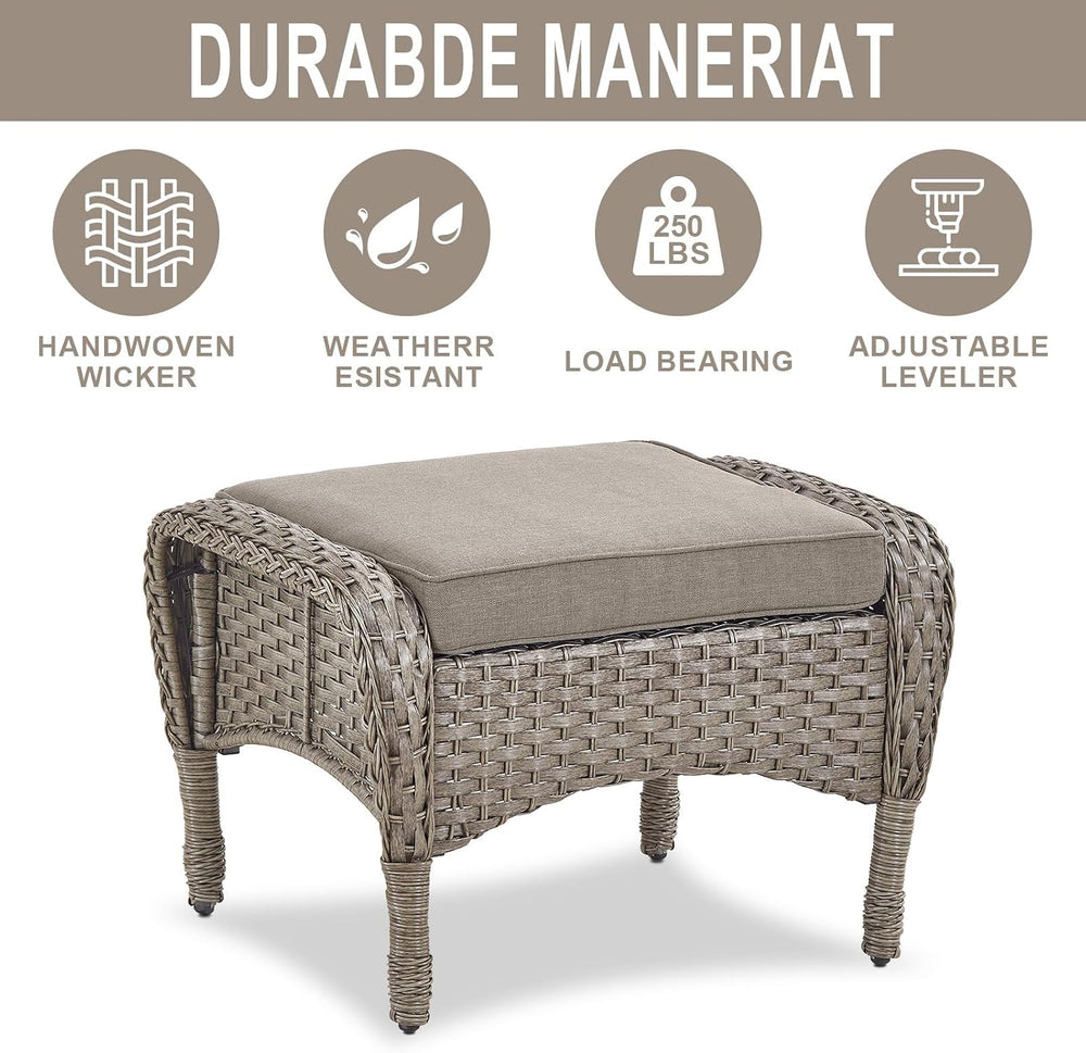 Belord Outdoor Ottomans for Patio Foot Rest - 25 Inch PE Wicker Foot Stool Se...