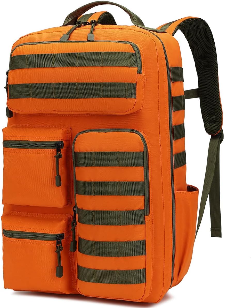 Tactical High-Visibility Orange Backpack for Men Women,30L Military Waterproo...