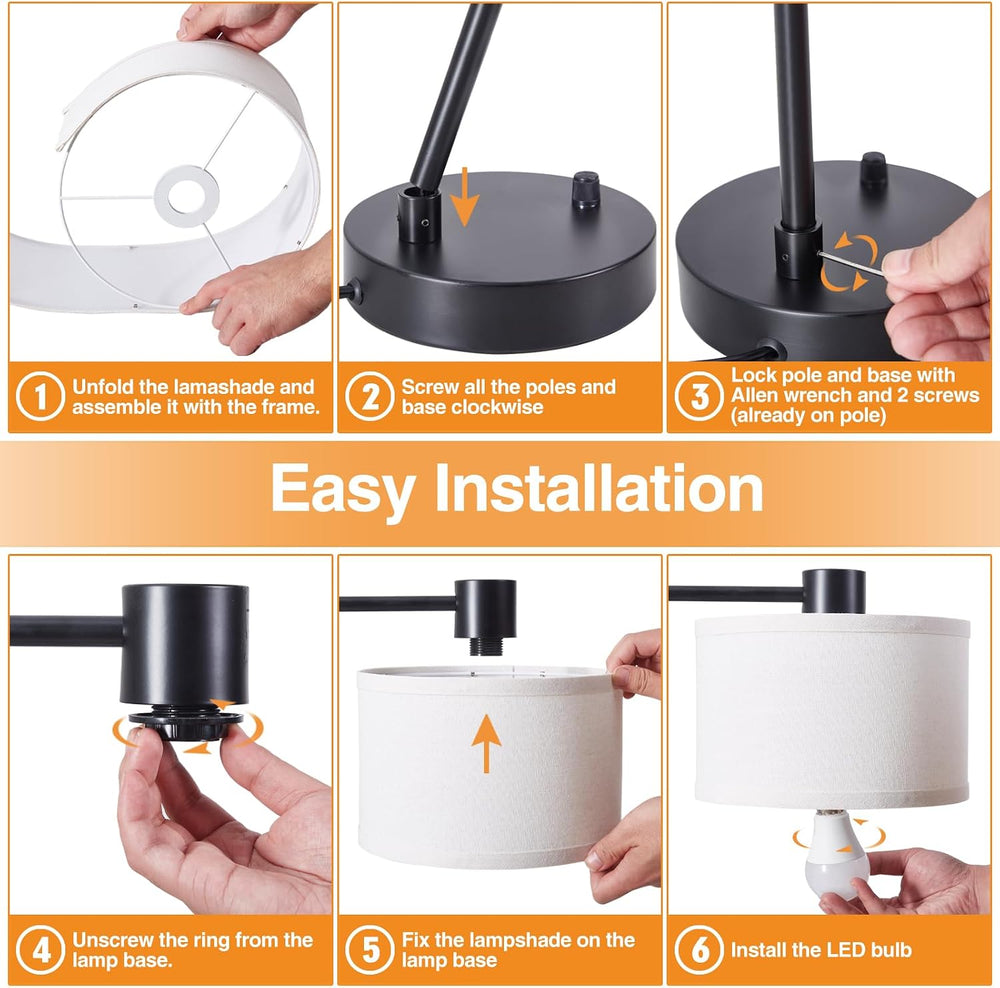 Luvkczc Table Lamp for Bedroom Set of 2 with USB C+A Ports, Fully Stepless Di...