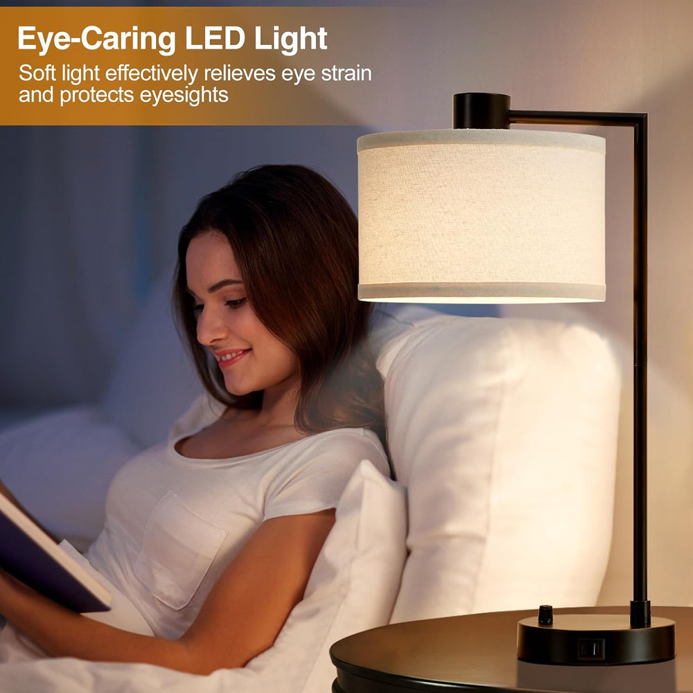 Luvkczc Table Lamp for Bedroom Set of 2 with USB C+A Ports, Fully Stepless Di...