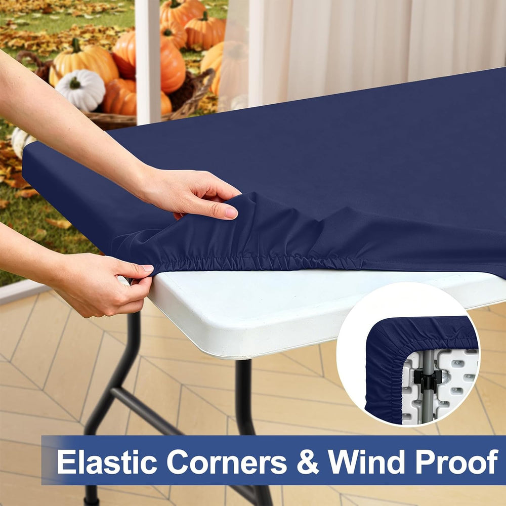 homing 4 Packs 6 Foot Rectangle Navy Blue Elastic Fitted Table Cloth
